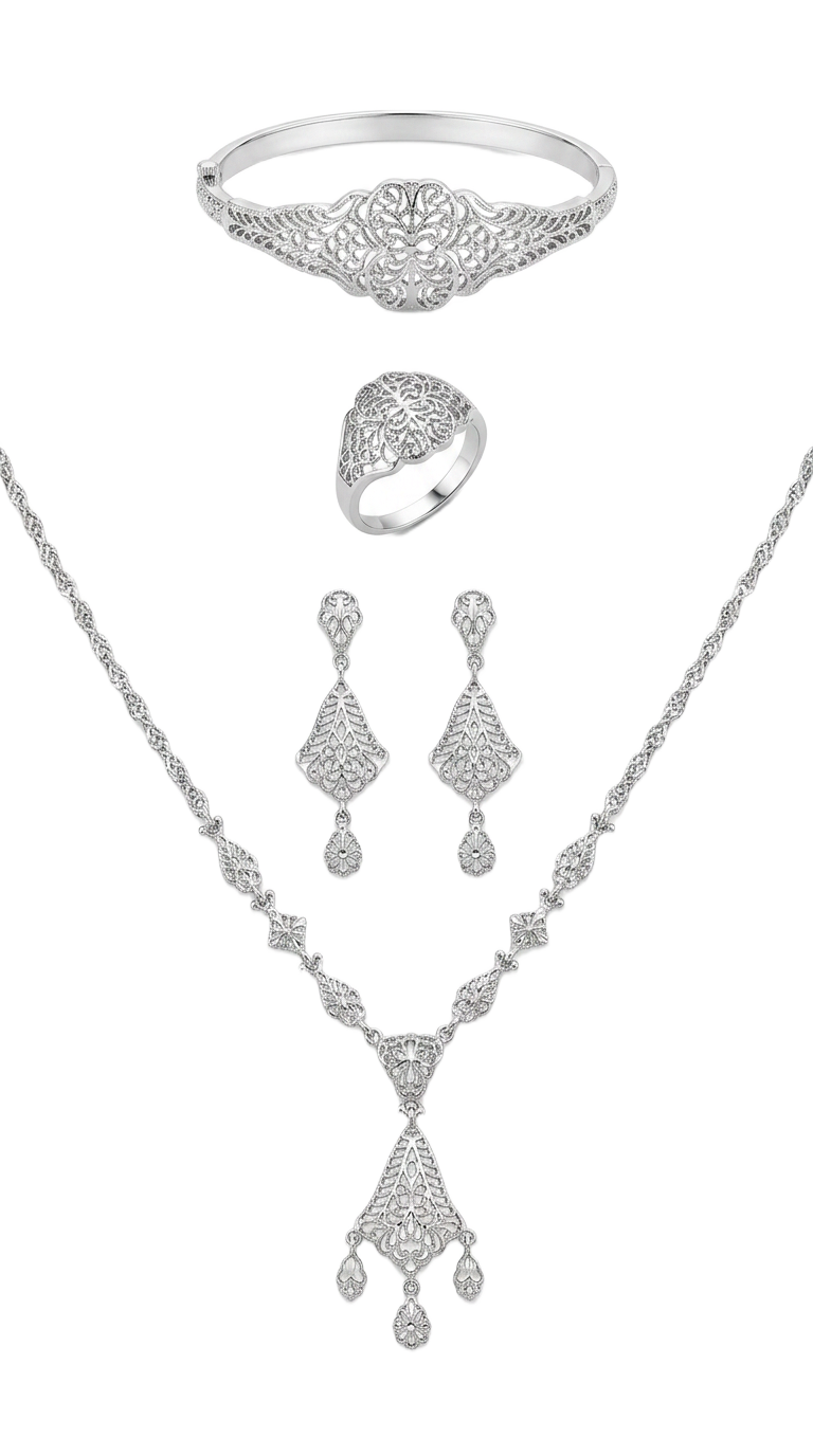 Parure Dentelle d'Or Blanc